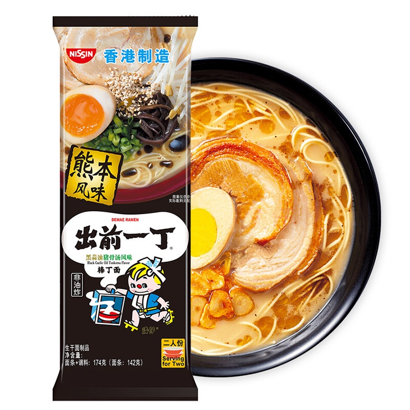 日清 出前一丁棒丁面 熊本风味 黑蒜油猪骨汤味 174g